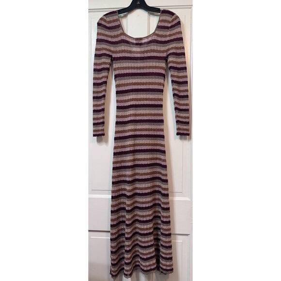 NWT Misa Stripe Metallic Front Slit Maxi Dress Size S - Picture 7 of 10
